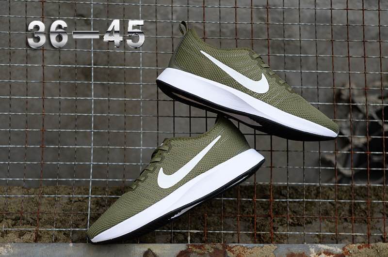 Women Nike Dualtone Racer Army Green White Shoes